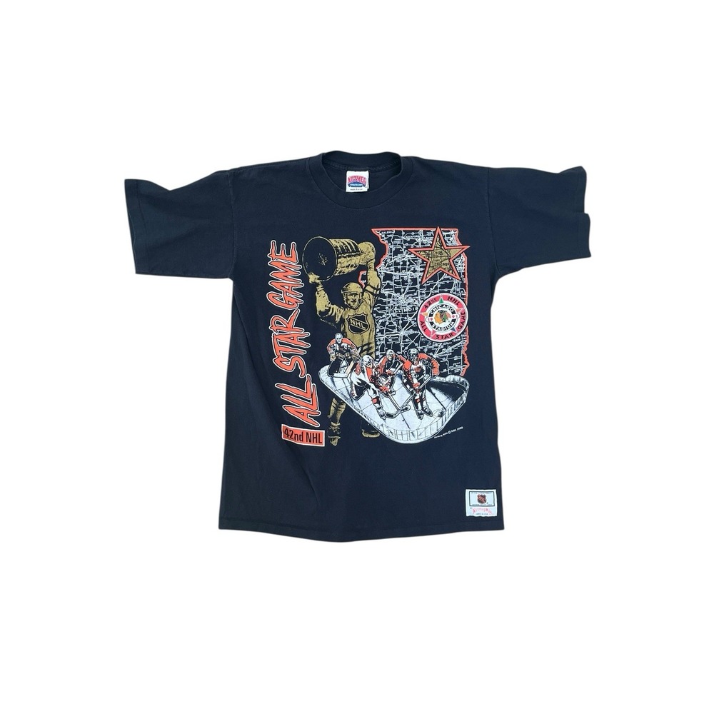 Vintage Nutmeg 1991 NHL Chicago‎ Stadium All Star Game T Shirt USA Made, Medium